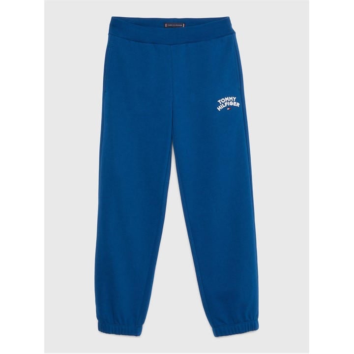 Tommy Hilfiger Boys Blue Logo Embroidery Cuffed Joggers  in Size 5 - 6 Years, Sports Direct