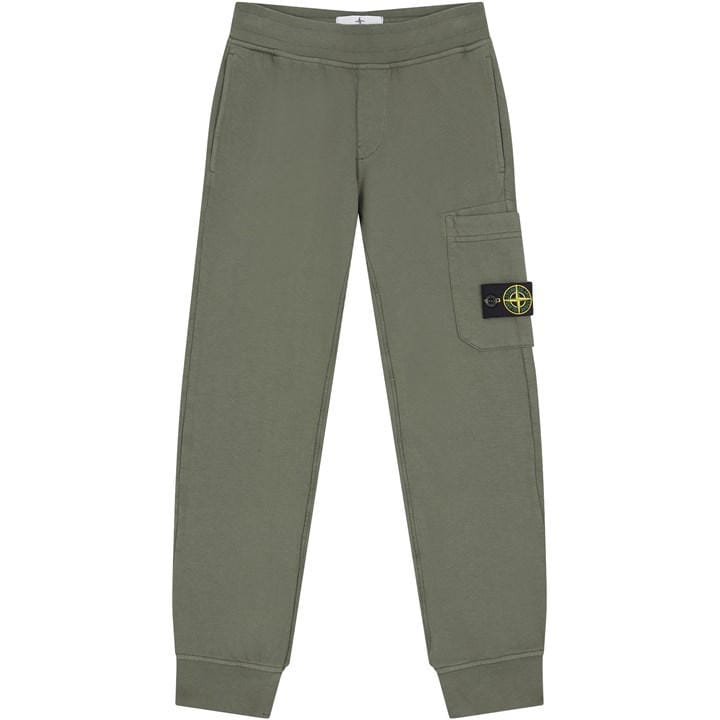Stone Island Boys Green Badge Fleece Jogging Bottoms  in Size 9 - 10 Years, Sports Direct