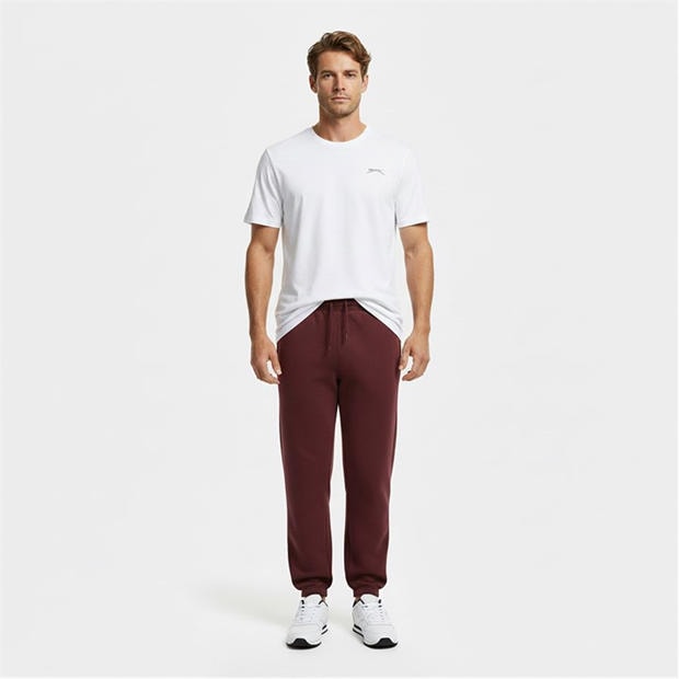 Burgundy - Slazenger - Cuffed Fleece Jogging Bottoms Mens