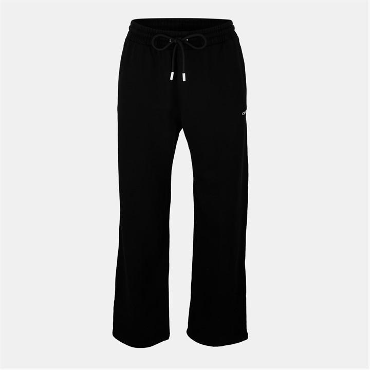 Off White Men's Black Cuffed Fleece Joggers in Size L, Sports Direct