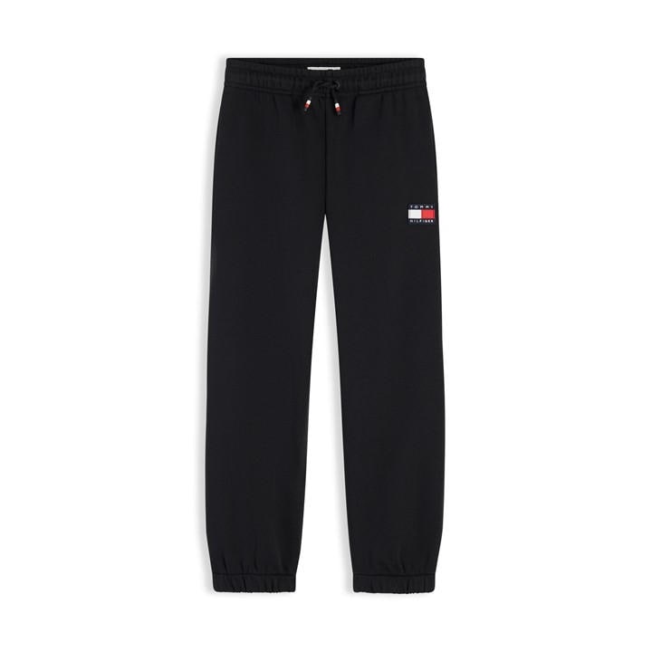 Tommy Hilfiger Boys Black Kids' Closed Hem Fleece Jogging Bottoms in Size 5 - 6 Years, Sports Direct