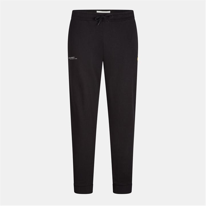 Lyle And Scott Men' Black Logo Closed Hem Fleece Joggers in Size S, Sports Direct