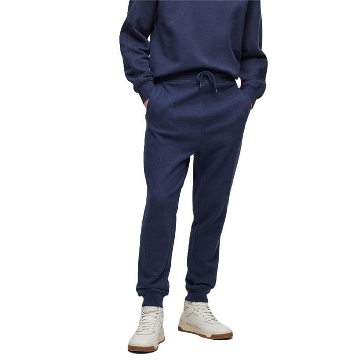 Boss Men' Blue Seglitchstitch Closed Hem Fleece Joggers in Size S, Sports Direct