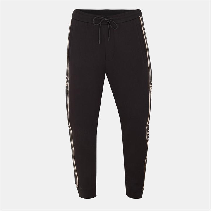 Emporio Armani Men's Black Cuffed Fleece Joggers in Size L, Sports Direct