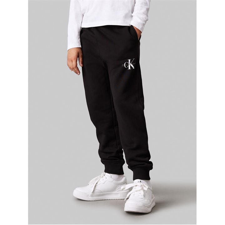 Calvin Klein Jeans Boys Black Kids' Mono Closed Hem Fleece Joggers in Size 14 - 16 Years, Sports Direct