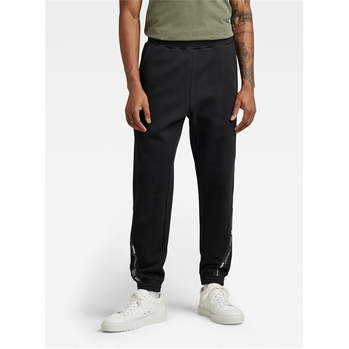 G Star Men's Black Logo Tape Closed Cuff Fleece Joggers in Size XL, Sports Direct