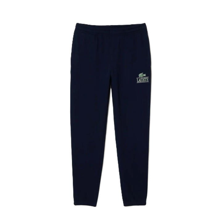 Lacoste Men's Blue Signature Print Closed Hem Fleece Joggers in Size XXS, Sports Direct