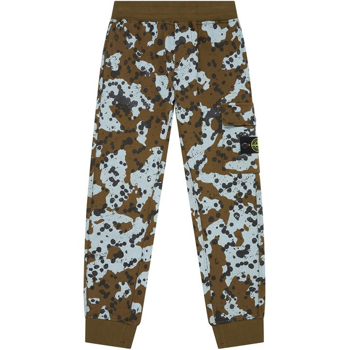Stone Island Boys Green  All Over Camo Joggers in Size 9 - 10 Years, Sports Direct