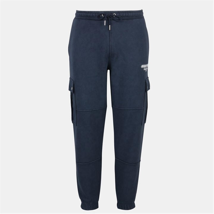 Jack Wills Men's Blue Script Cargo Cotton Ribbed Cuffs Joggers in Size XS, Sports Direct