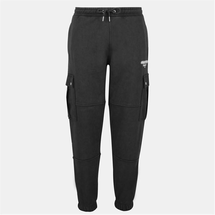 Jack Wills Men's Black Script Cargo Cotton Ribbed Cuffs Joggers in Size XS, Sports Direct