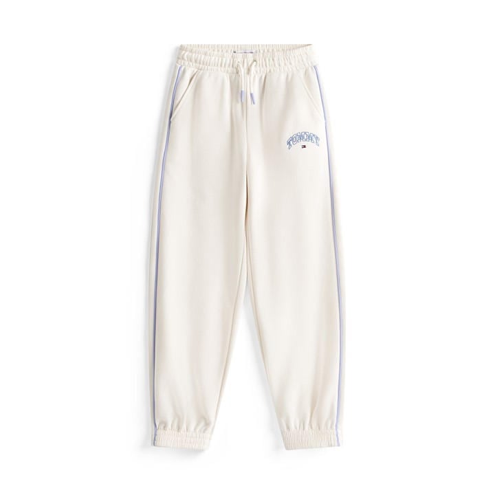 Tommy Hilfiger Girls Cream Kids' Varsity Closed Hem Fleece Joggers in Size 11 - 12 Years, Sports Direct