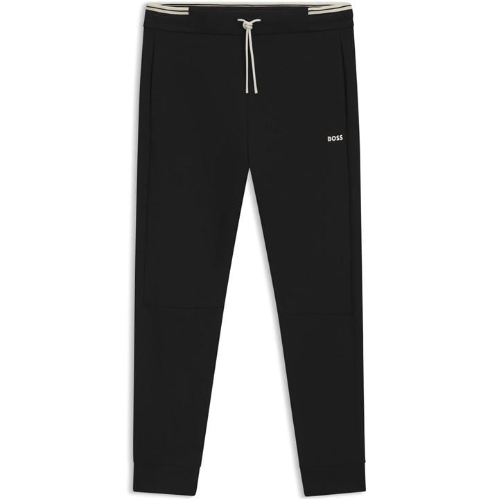 Boss Men's Black Green Soft Cotton-Blend Jogging Bottoms in Size M, Sports Direct