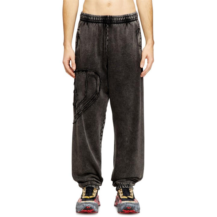 Diesel Men's Grey Closed Hem Fleece Joggers in Size L, Sports Direct