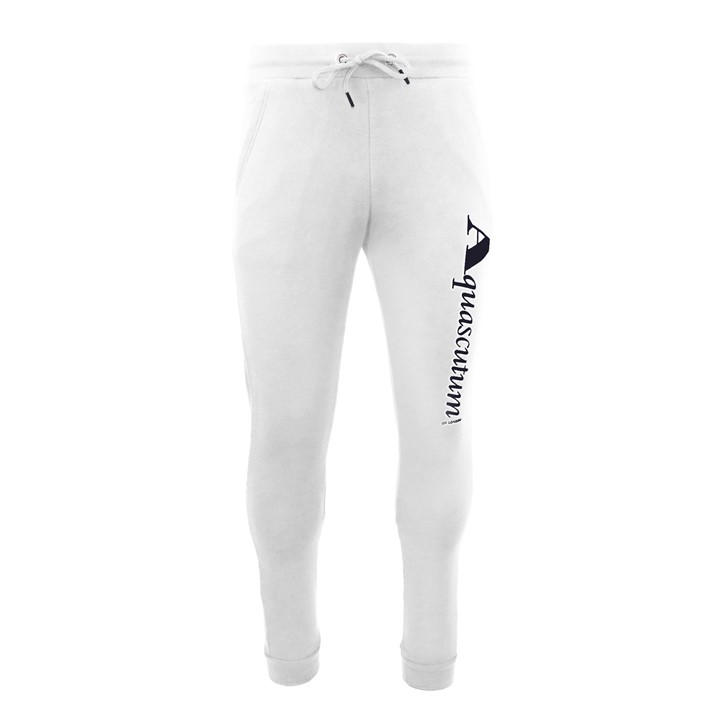 Aquascutum Men's White Closed Hem Fleece Joggers in Size M, Sports Direct