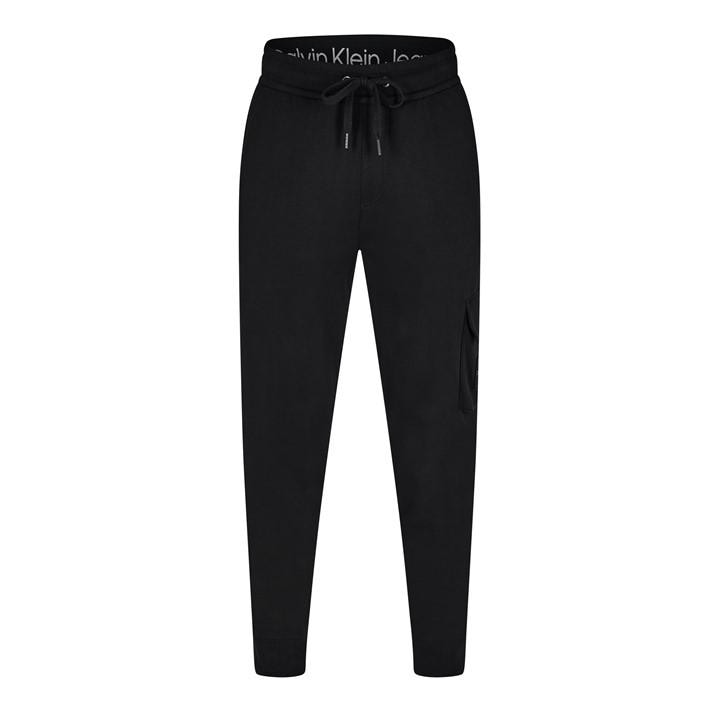 Calvin Klein Jeans Men's Black Logo-Patch Track Pants in Size 2XL, Sports Direct