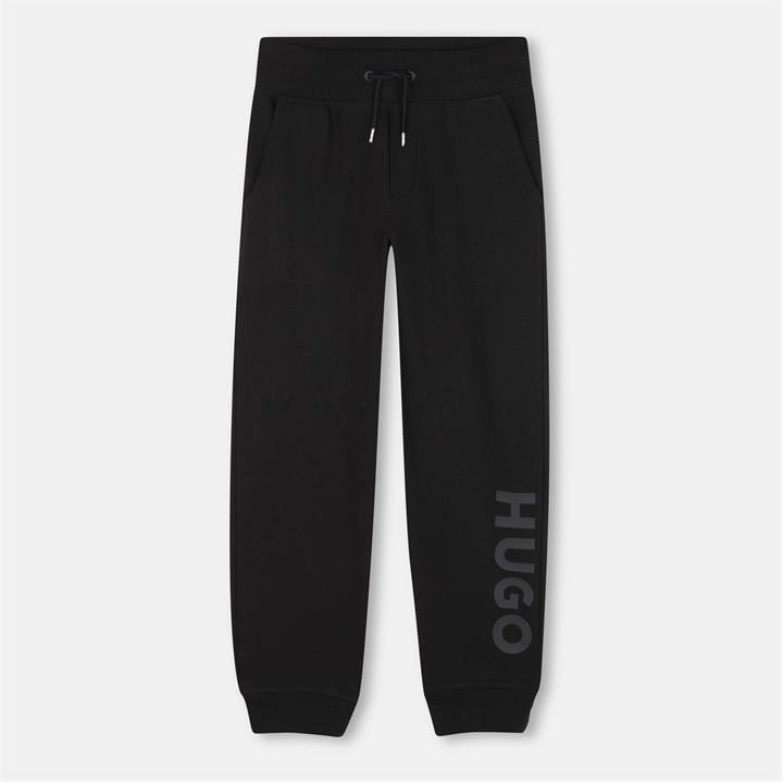 Hugo Boys Black Kids' Logo Closed Hem Fleece Joggers in Size 14 - 16 Years, Sports Direct