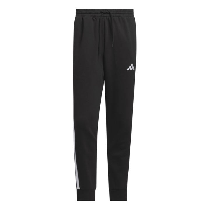 Adidas Men's Black Essentials Fleece Tapered Cuff 3-Stripes Joggers in Size 3XL, Sports Direct