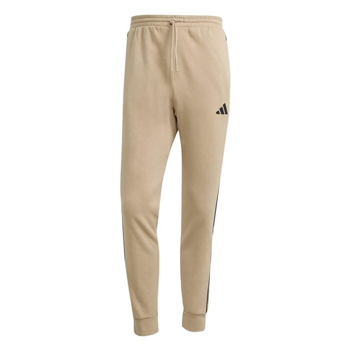 Adidas Men's Beige Essentials Fleece Tapered Cuff 3-Stripes Joggers in Size 2XL, Sports Direct