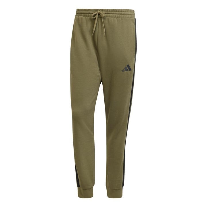 Adidas Men's Green Essentials Fleece Tapered Cuff 3-Stripes Joggers in Size M, Sports Direct