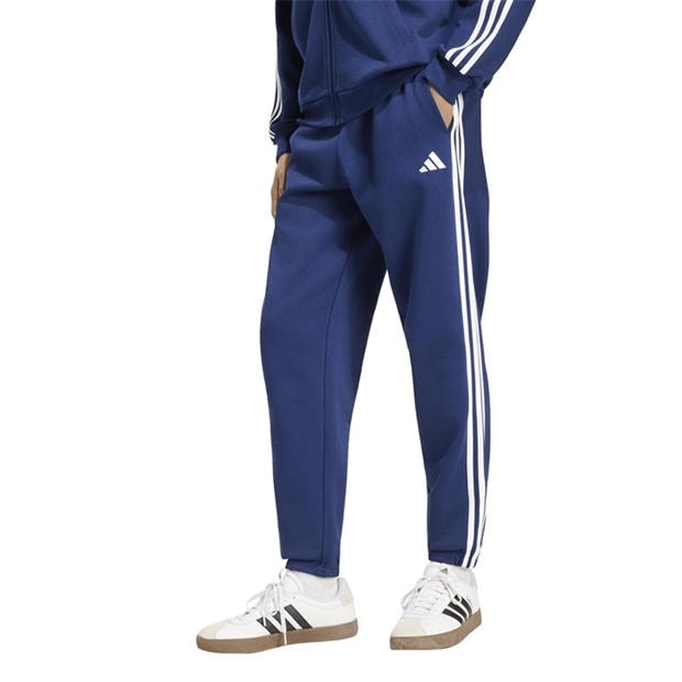 Navy/White - adidas - Essentials Fleece Tapered Cuff 3-Stripes Joggers
