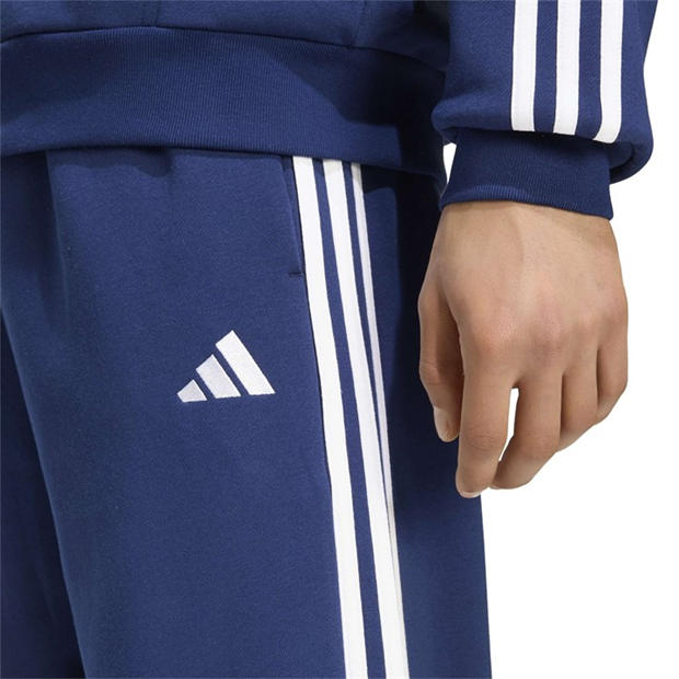 Navy/White - adidas - Essentials Fleece Tapered Cuff 3-Stripes Joggers