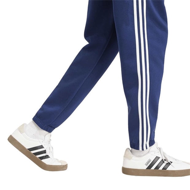 Navy/White - adidas - Essentials Fleece Tapered Cuff 3-Stripes Joggers