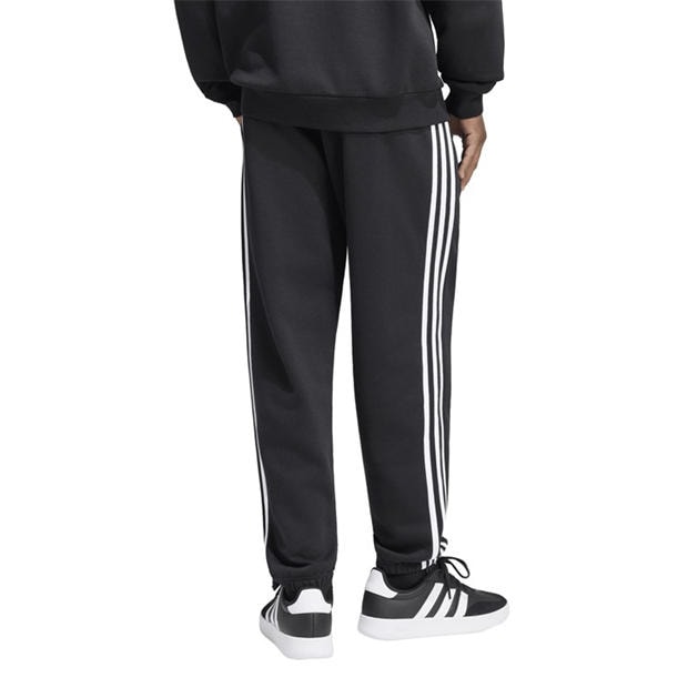 Black/White - adidas - Essentials Fleece Tapered Cuff 3-Stripes Joggers