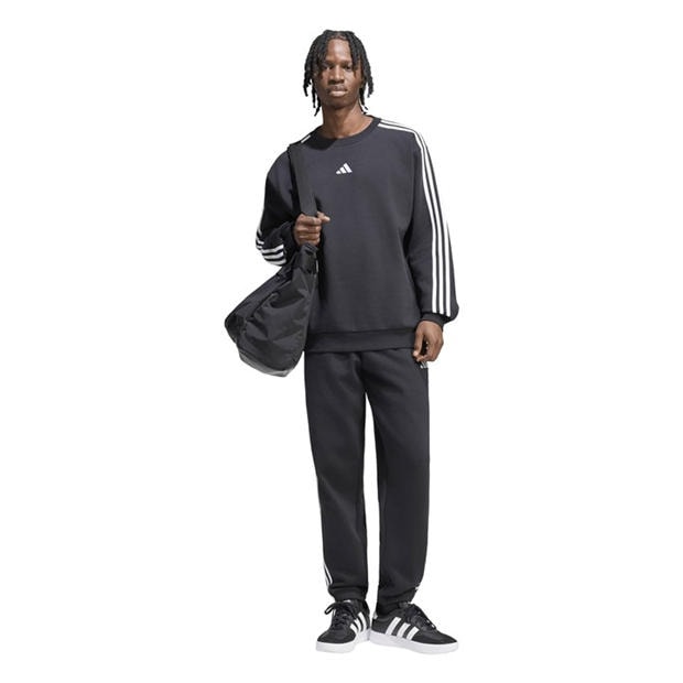 Black/White - adidas - Essentials Fleece Tapered Cuff 3-Stripes Joggers