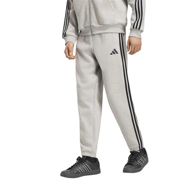 MedGrey/Black - adidas - Essentials Fleece Tapered Cuff 3-Stripes Joggers