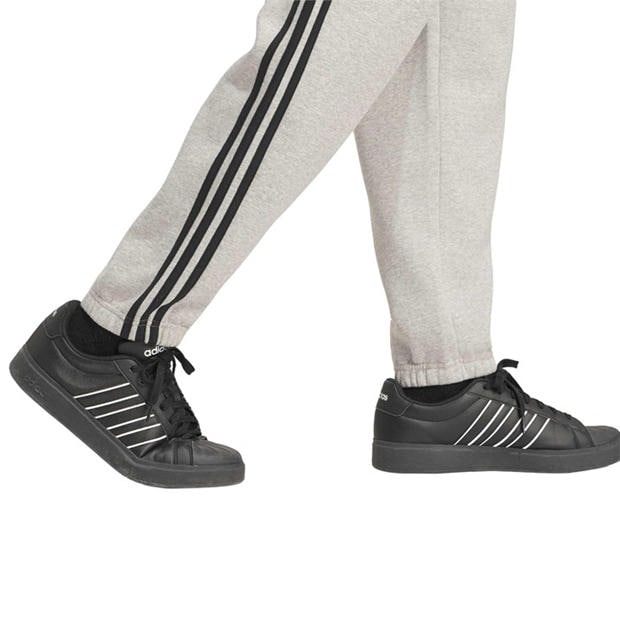 MedGrey/Black - adidas - Essentials Fleece Tapered Cuff 3-Stripes Joggers