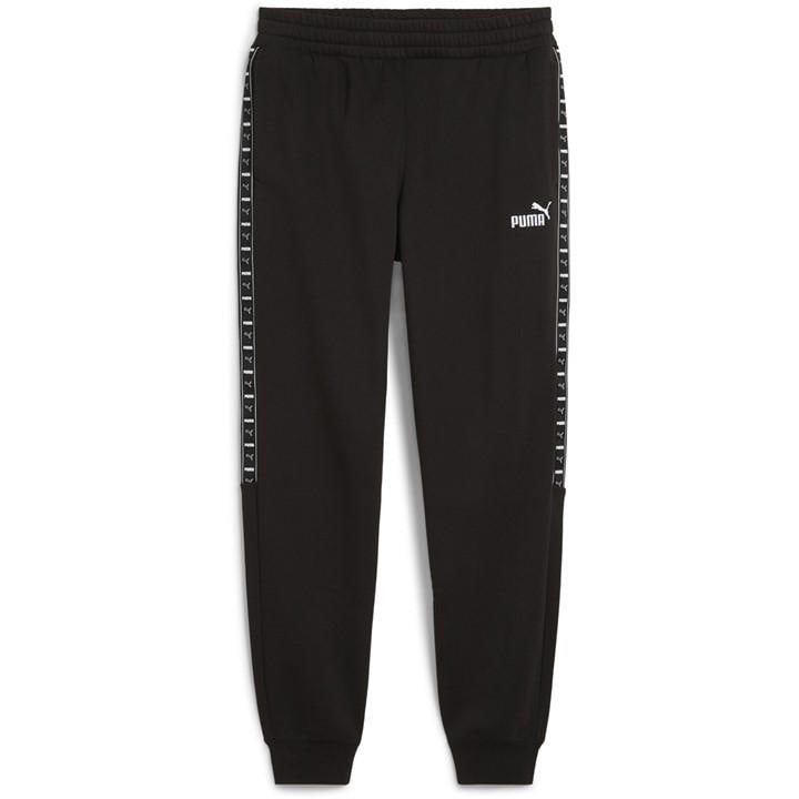 Puma Men's Black Tape Closed Hem Fleece Joggers in Size L, Sports Direct