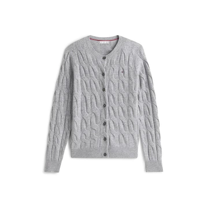 Tommy Hilfiger Women's Grey Cable Cardigan in Size 14, Sports Direct