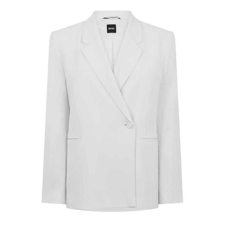 Boss Women's White Jozera Formal Jacket in Size 10, Sports Direct