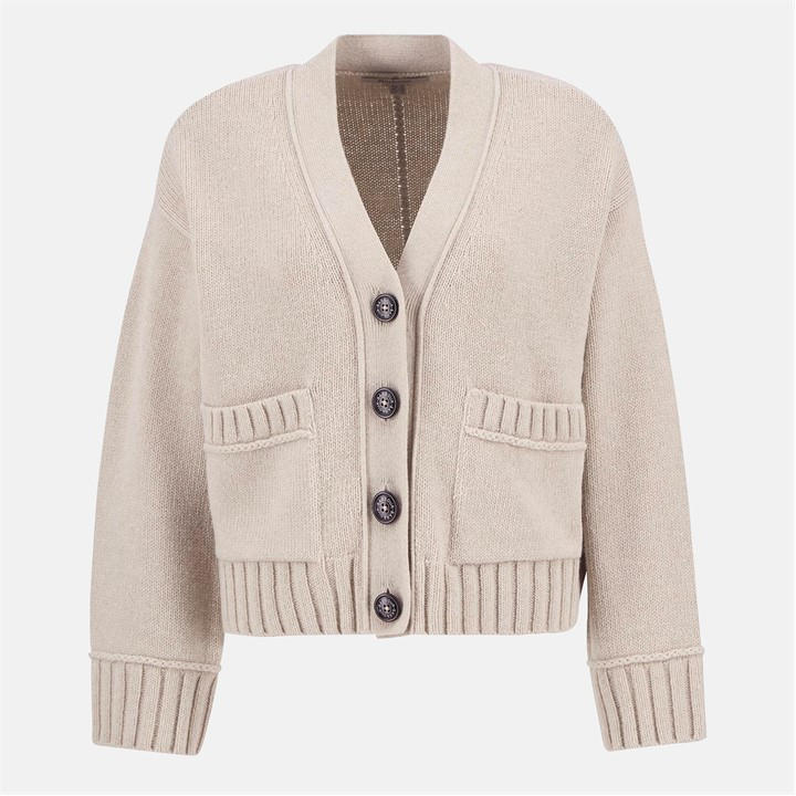 Barbour Women's Beige Faye Cardigan in Size 16, Sports Direct