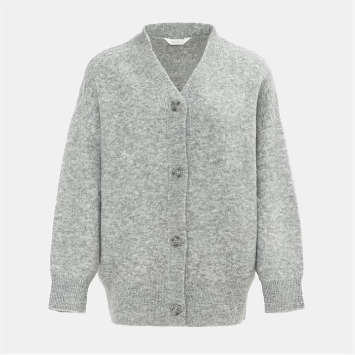 Miso Women's Grey Knit V Neck Button Cardigan in Size 8, Sports Direct