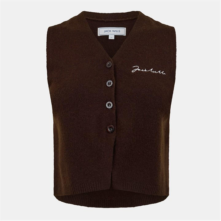 Jack Wills Women's Brown Knitted Sweater Vest in Size 10, Sports Direct