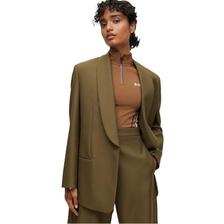 Boss Women's Green Jigago Alica Formal Jacket in Size 16, Sports Direct