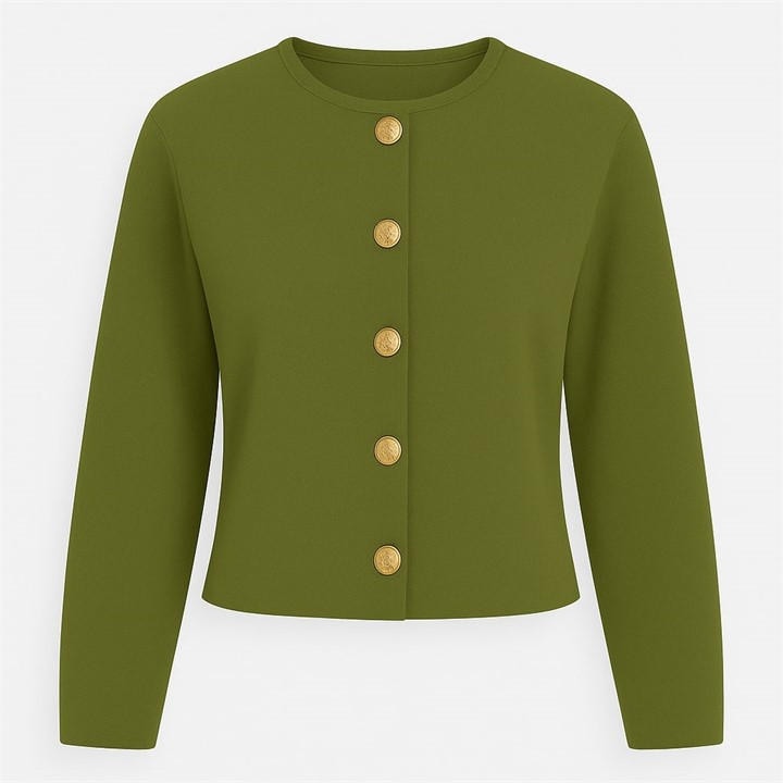 I Saw It First Women's Green Statement Button Ribbed Cardigan in Size 14, Sports Direct