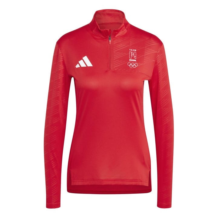 Adidas Women's Red Half Zip Long Sleeve Performance Tracksuit Top in Size 2XS, Sports Direct