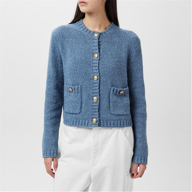 Flint Blue - Tommy Hilfiger - Women's Textured Gold Button Cardigan
