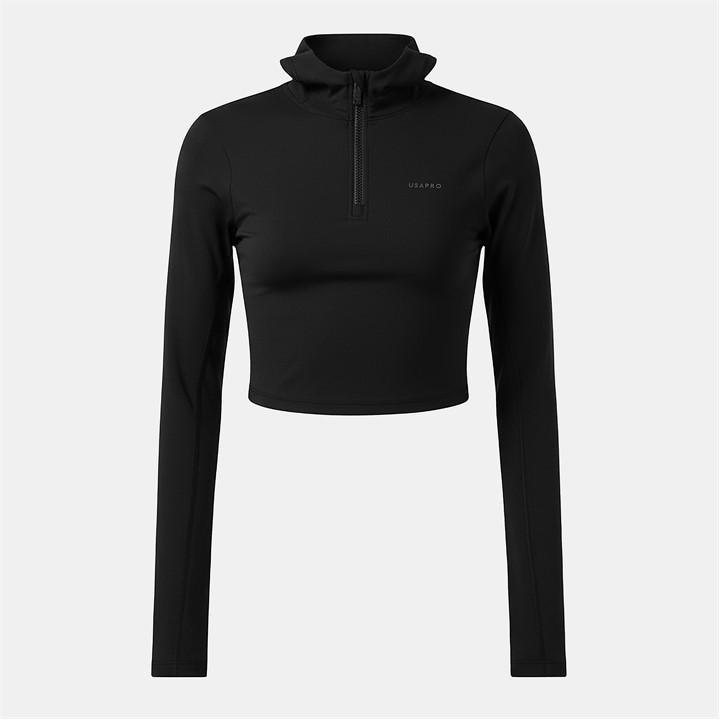 Usa Pro Women's Black Quarter Zip Hoodie in Size 12, Sports Direct