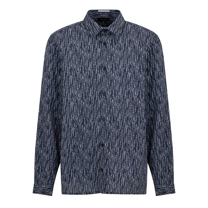 Ted Baker Men's Blue Rietij Long-Sleeve Patterned Shirt in Size 6XL, Sports Direct
