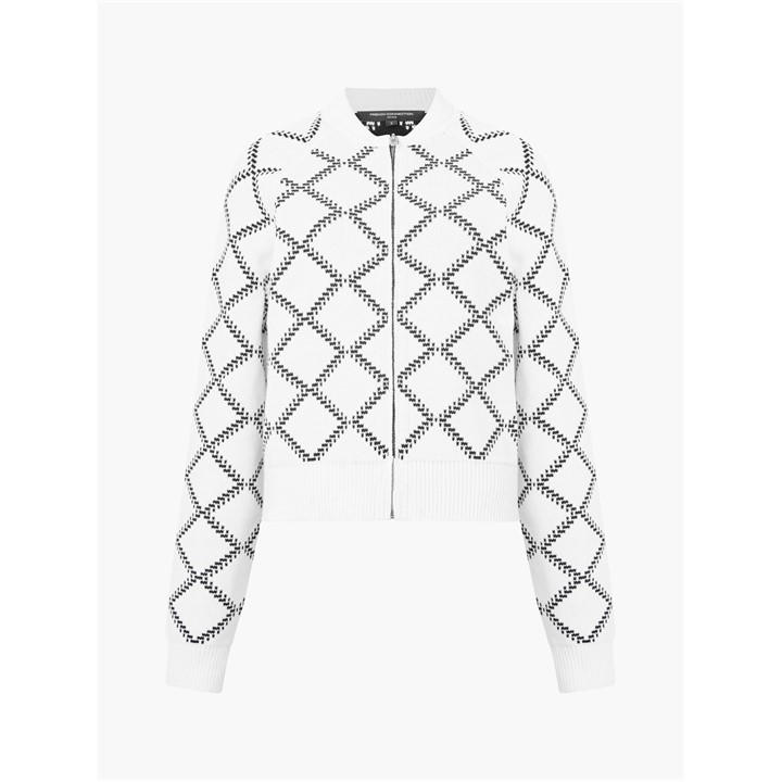 French Connection Women's White Odessa Reversible Check Cardigan in Size 14, Sports Direct