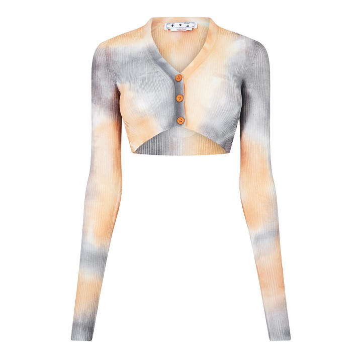 Off White Women's Beige Tie Dye Cardigan Size 8