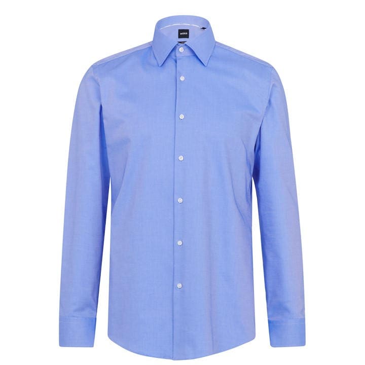Boss Men's Blue Hank Kent Cotton Long Sleeve Slim Fit Shirt in Size 37, Sports Direct