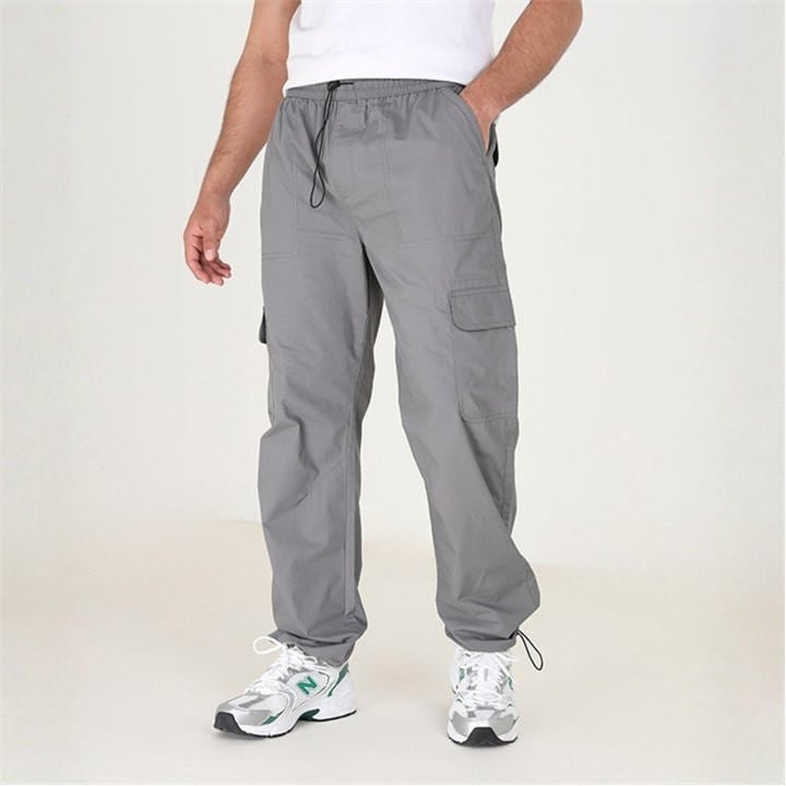 Brave Soul Men's Grey Bs Cotton Poplin Cargo Pant With Adjustable Hem in Size 30 R, Sports Direct