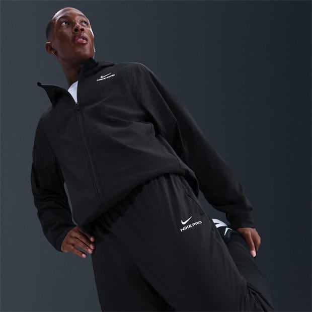 Black/White - Nike - Men's Pro Therma-Fit Training Tracksuit Bottoms