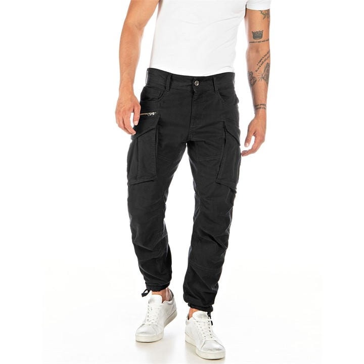 Replay Men's Black Joe Cargo Trousers in Size 38 R, Sports Direct