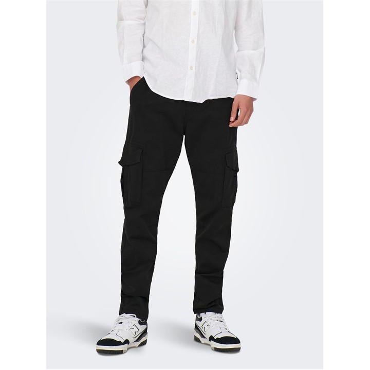 Only And Sons Men's Black Dean Cargo Trousers in Size M, Sports Direct