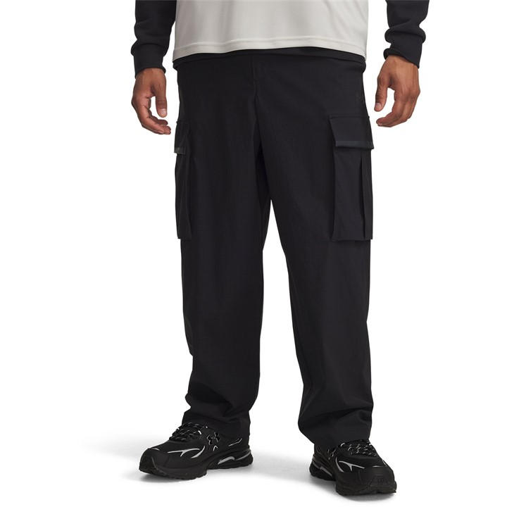 Under Armour Men' Black Unstoppable Textured Woven Cargo Tracksuit Bottoms in Size S, Sports Direct